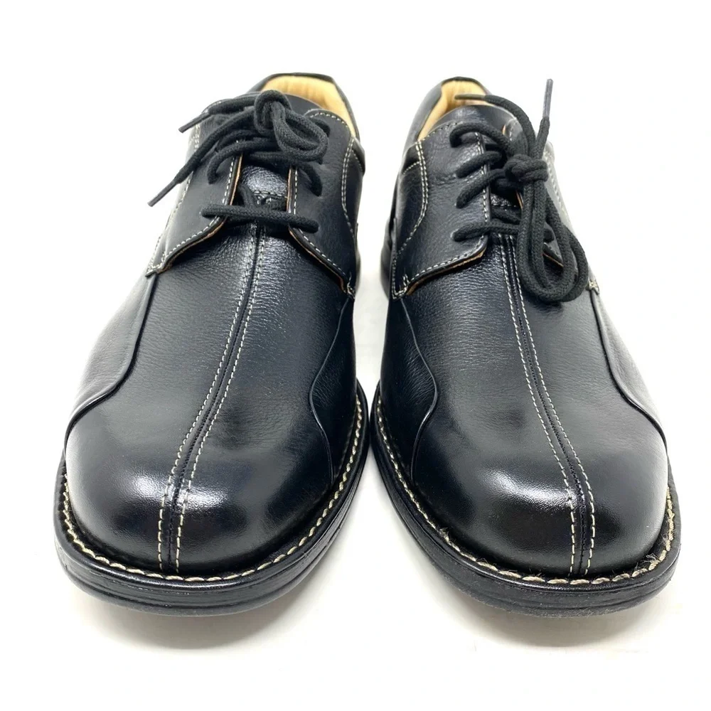 Johnston & Murphy Shuler Bicycle toe Oxford Black Leather WIDE